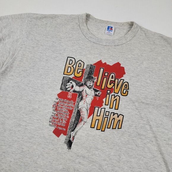 Vintage 90's Jesus Christ Russell Athletic XXL Single Stitch VTG T-Shirt Photos - Picture 2 of 13